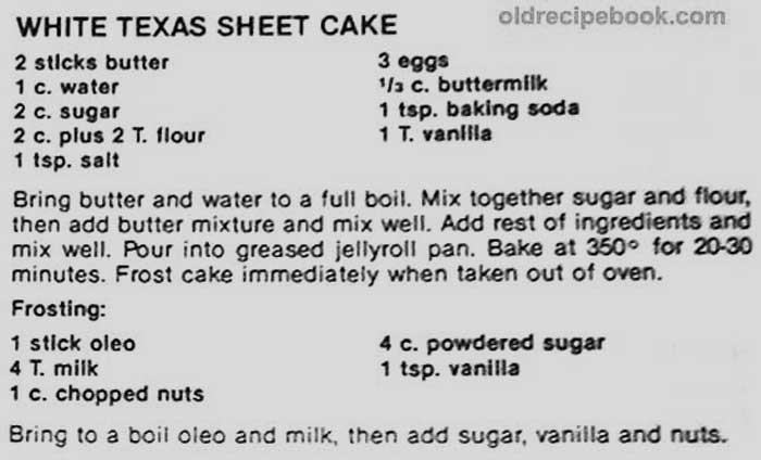 Recipes for white sheet cakes