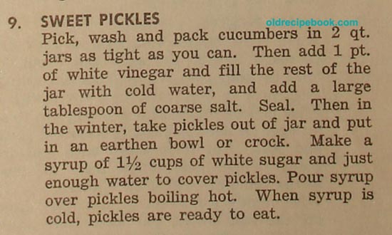 Recipes sweet pickle