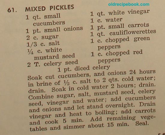 Mixed sweet pickle recipes