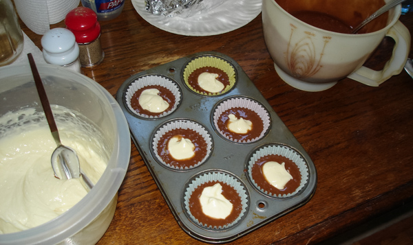 Making Black Bottom Cupcakes